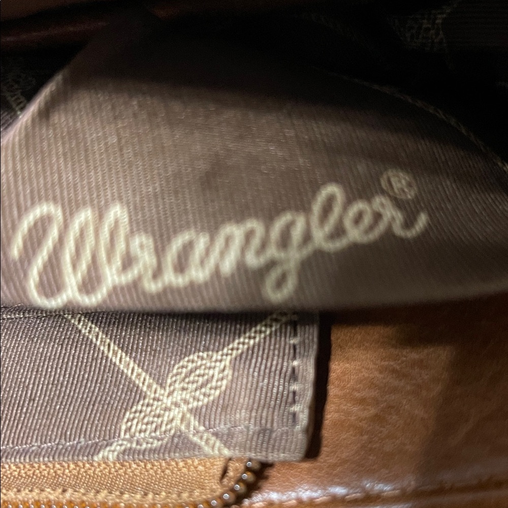 Wrangler buckin bronco rodeo Cream and Brown Tote Bag - Picture 6 of 11